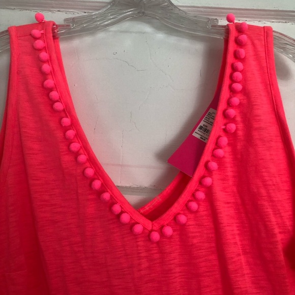 Lilly Pulitzer Neon Pink Pom Pom Tank Top - new with tags - Picture 2 of 6